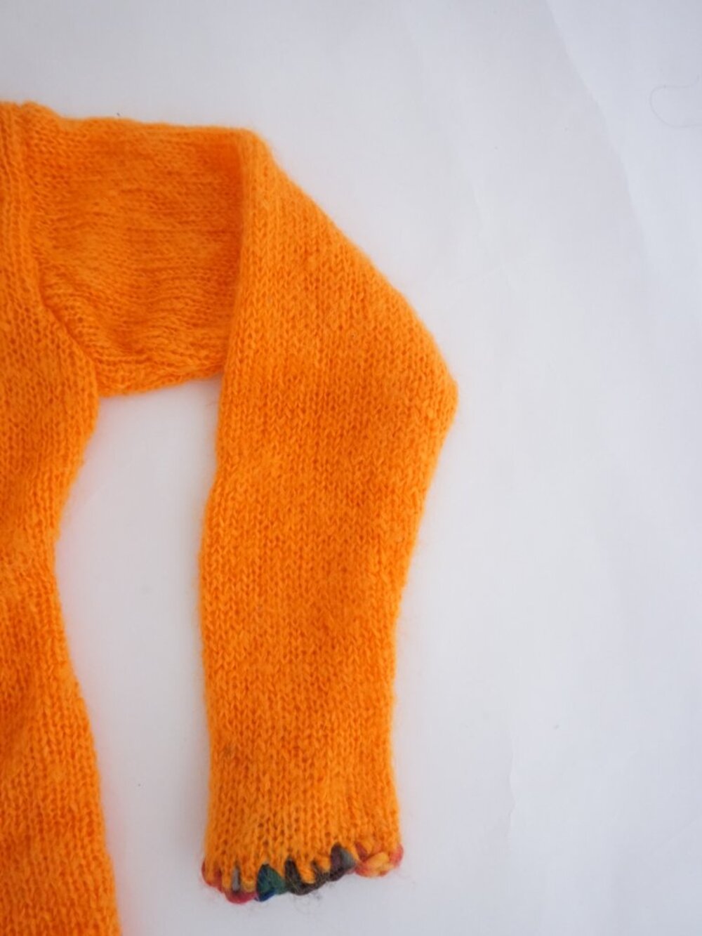 Fresh Baked Goods Orange Hand Knit Turtleneck Sweater Chunky Rib Trim Sweater M - Picture 4 of 10